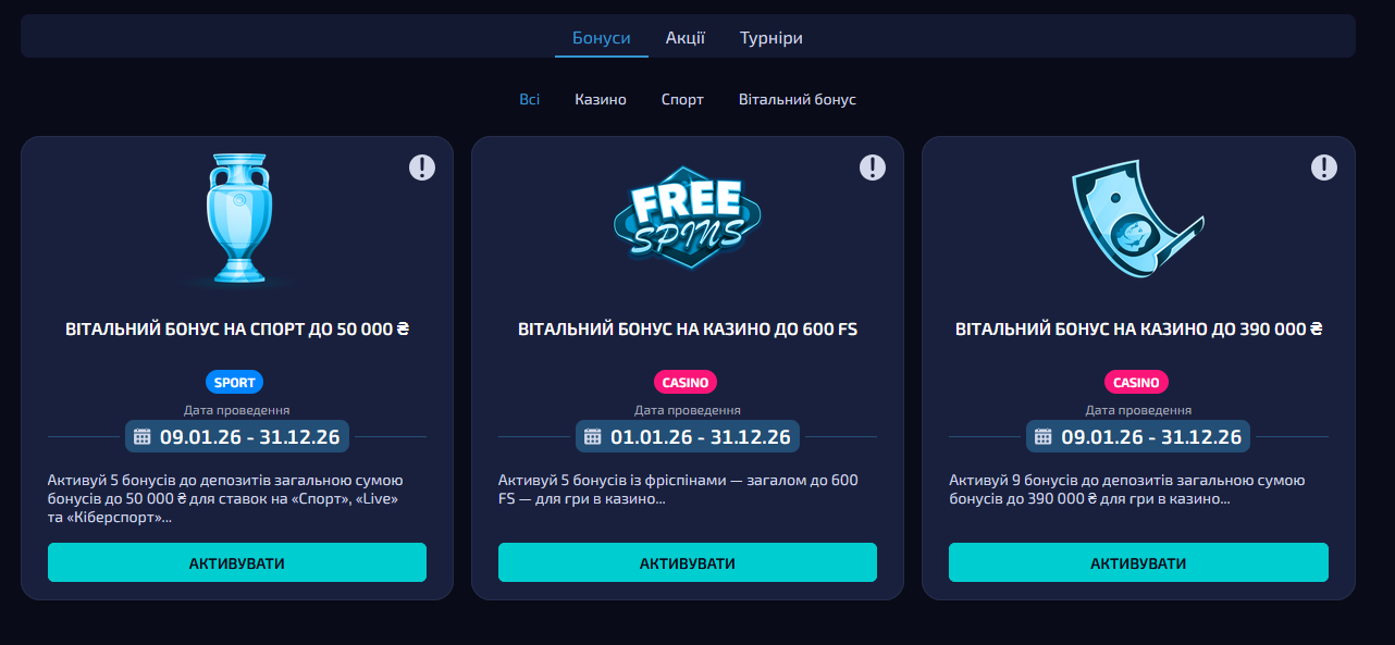 Акції та промокоди на Allwin UA: бонуси й правила відіграшу пропозицій